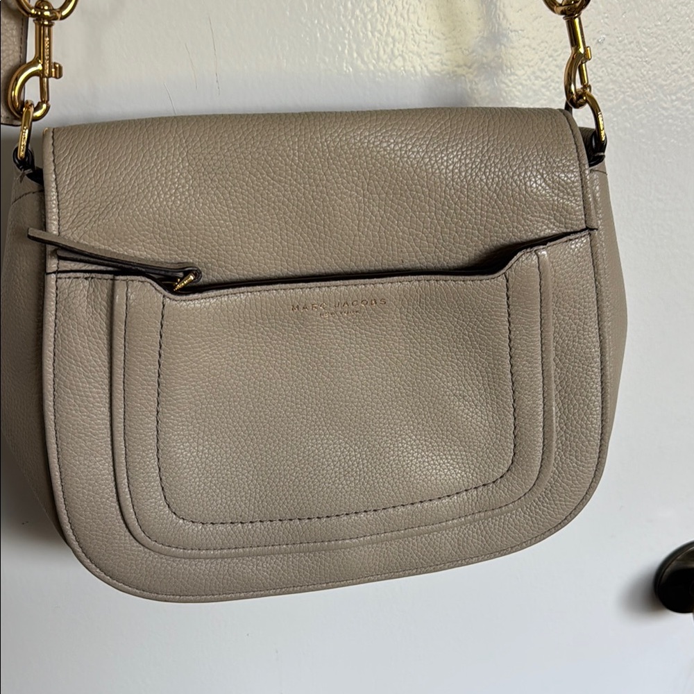 Marc Jacobs Leather Shoulder Bag with Gold Hardware and Pebbled Texture